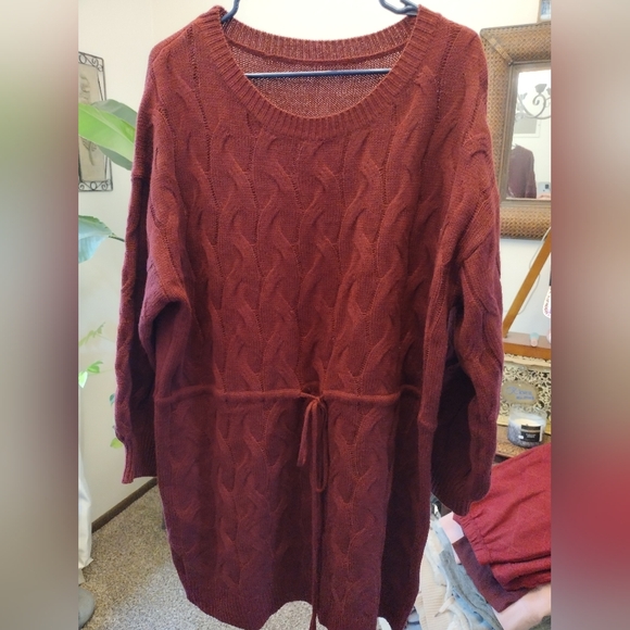 SHEIN Sweaters - SHEIN Red Crew Neck Sweater Soft Knit Long Sleeve